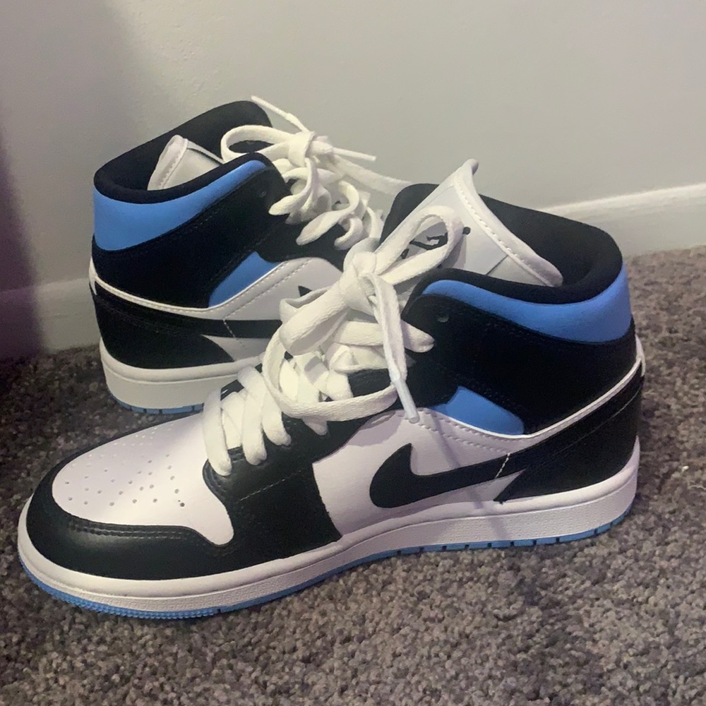 Black, white, and blue air Jordan’s